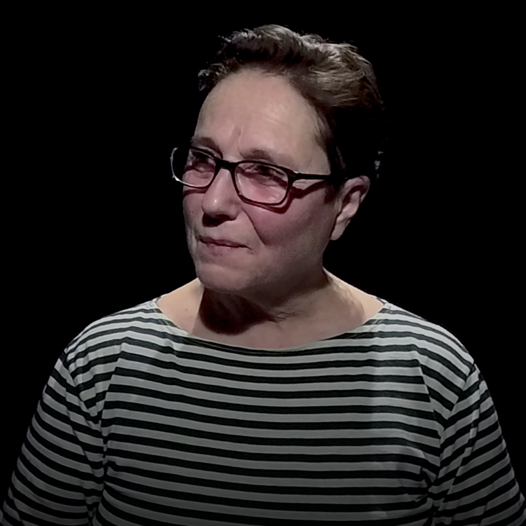 Actress and casting director Charlotte Siebenrock set against a black background.against black background.